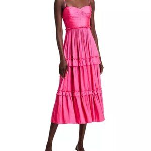 AQUA Ruched Ruffled Midi Dress Sz M